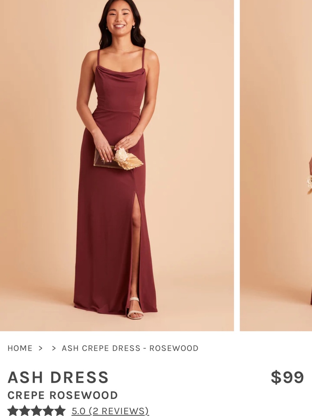 Birdy Grey Ash Crepe Maxi Dress in Rosewood